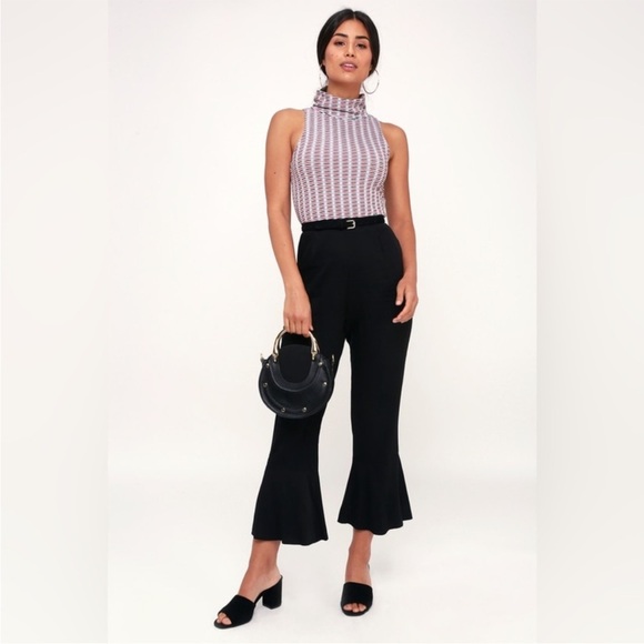 NWOT Free People Little Baby Blue Multi Print Turtleneck Crop Top pinup art deco - Picture 1 of 8